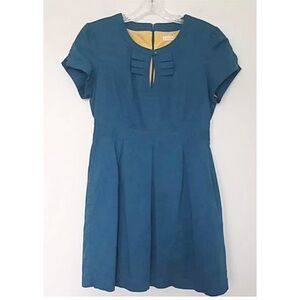 TULLE Teal Mod Fit & Flare Dress with Mustard Lining | I Size M